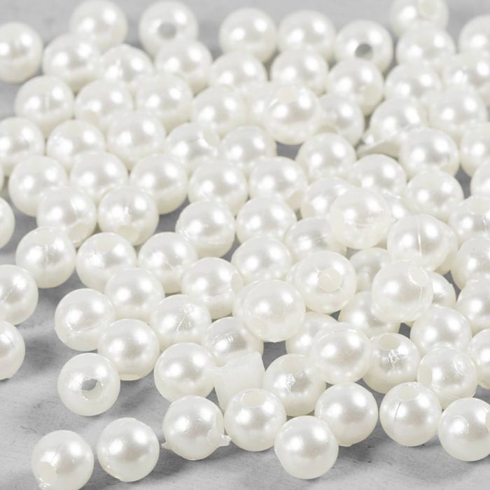 Wax Beads, dia. 5 mm, hole size 1,7 mm, mother-of-pearl, 110 pc/ 1 pack
