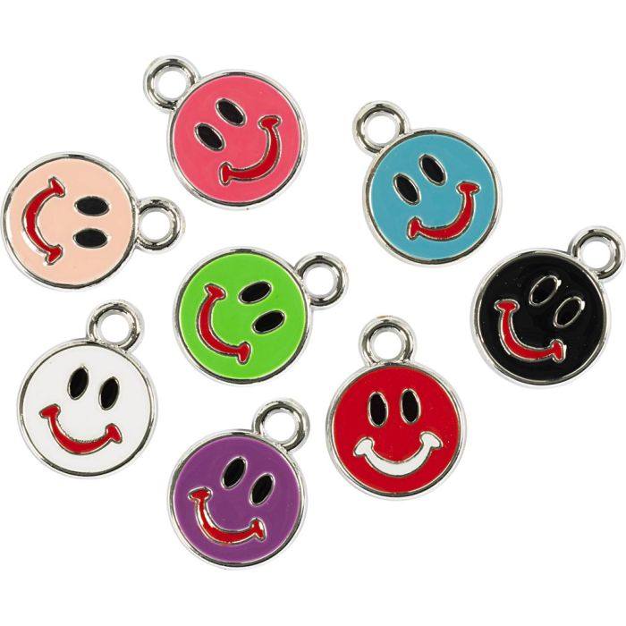 Silver Charms, emoji, assorted colours, 8 pc/ 1 pack