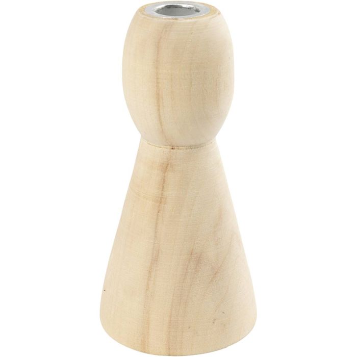 Conical wooden candle holders, H: 9,5 cm, 1 pc