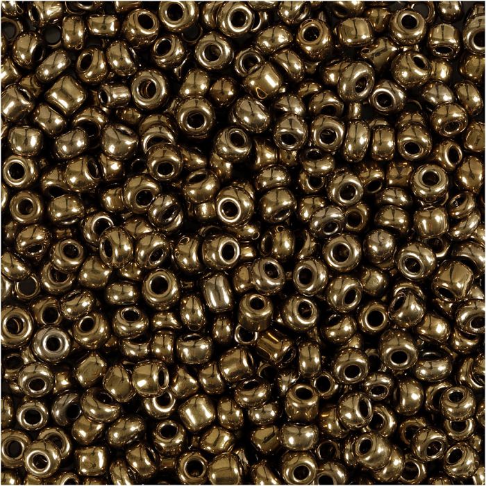 Rocaille seed beads, dia. 3 mm, size 8/0, hole size 0,6-1,0 mm, bronze, 25 g/ 1 pack