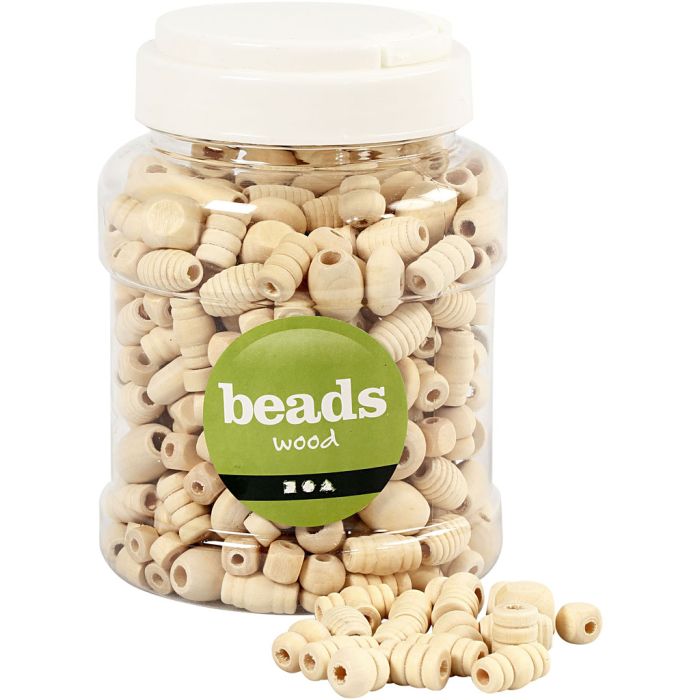 Wooden Beads, size 5-28 mm, hole size 2,5-3 mm, 175 g, 400 ml/ 1 bucket