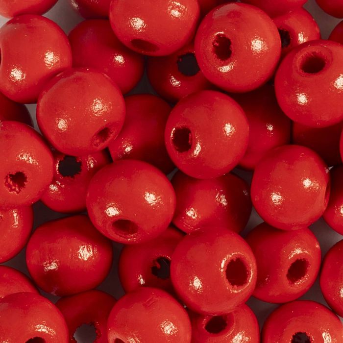Wooden Beads, dia. 10 mm, hole size 3 mm, red, 50 g/ 1 pack