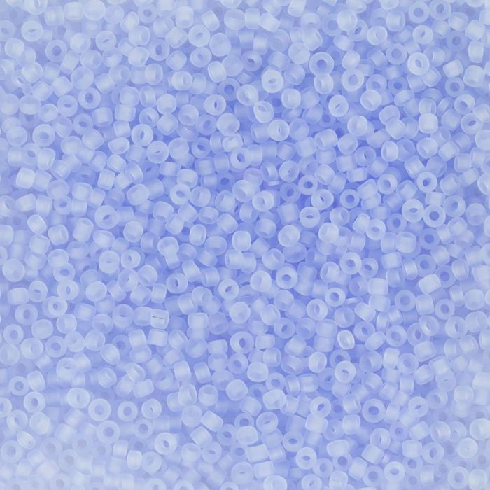 Rocaille seed beads, no. 15/0, dia. 1.7 mm, hole size 0,5-0,8 mm, matt frozen, light blue, 25 g/ 1 pack