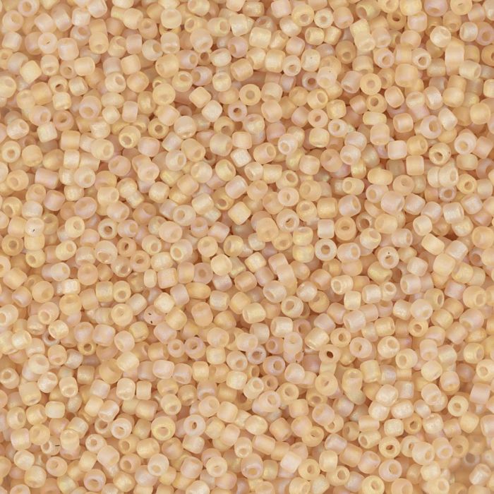 Rocaille seed beads, no. 15/0, dia. 1.7 mm, hole size 0,5-0,8 mm, matt frozen, beige, 25 g/ 1 pack