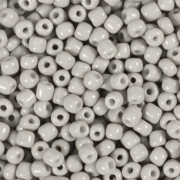 Rocaille seed beads, no. 6/0, dia. 4 mm, hole size 0,9-1,2 mm, light grey, 25 g/ 1 pack