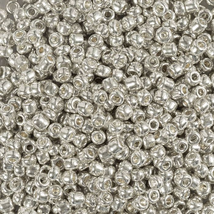 Rocaille seed beads, no. 8/0, dia. 3 mm, hole size 0,6-1,0 mm, silver, 25 g/ 1 pack
