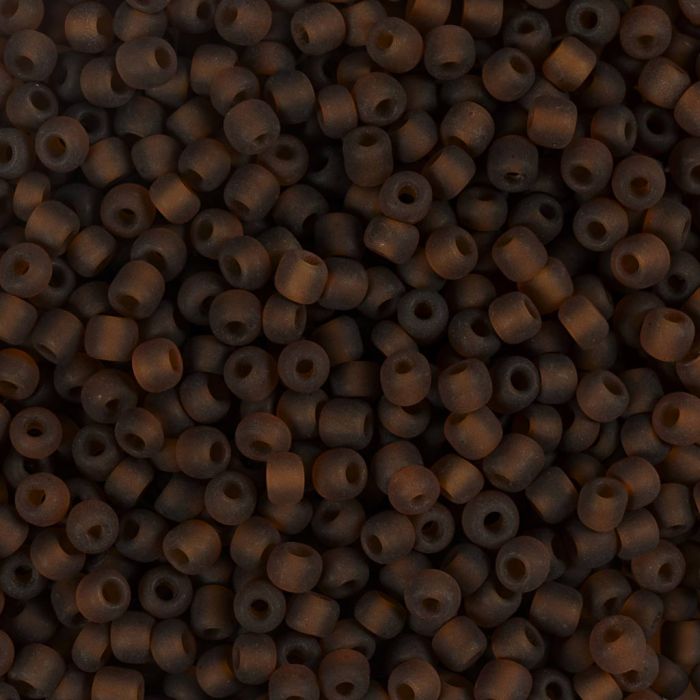 Rocaille seed beads, no. 8/0, dia. 3 mm, hole size 0,6-1,0 mm, matt frozen, brown, 25 g/ 1 pack