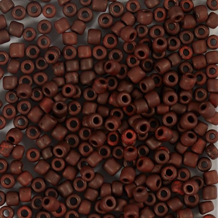 Rocaille seed beads, no. 8/0, dia. 3 mm, hole size 0,6-1,0 mm, matt frozen, mocca, 25 g/ 1 pack