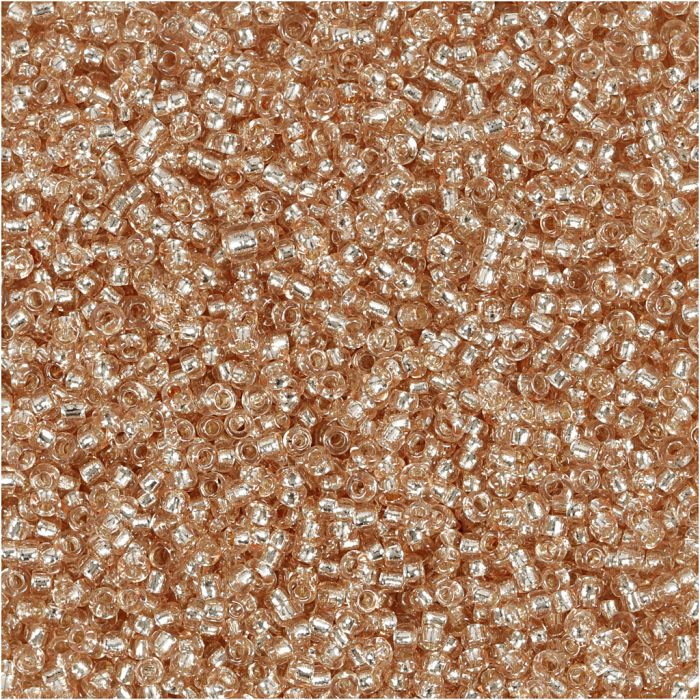 Rocaille seed beads, dia. 1,7 mm, size 15/0, hole size 0,5-0,8 mm, peach, 25 g/ 1 pack