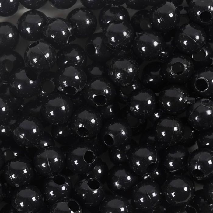 Plastic Beads, dia. 6 mm, hole size 1,5 mm, black, 300 g/ 1 pack