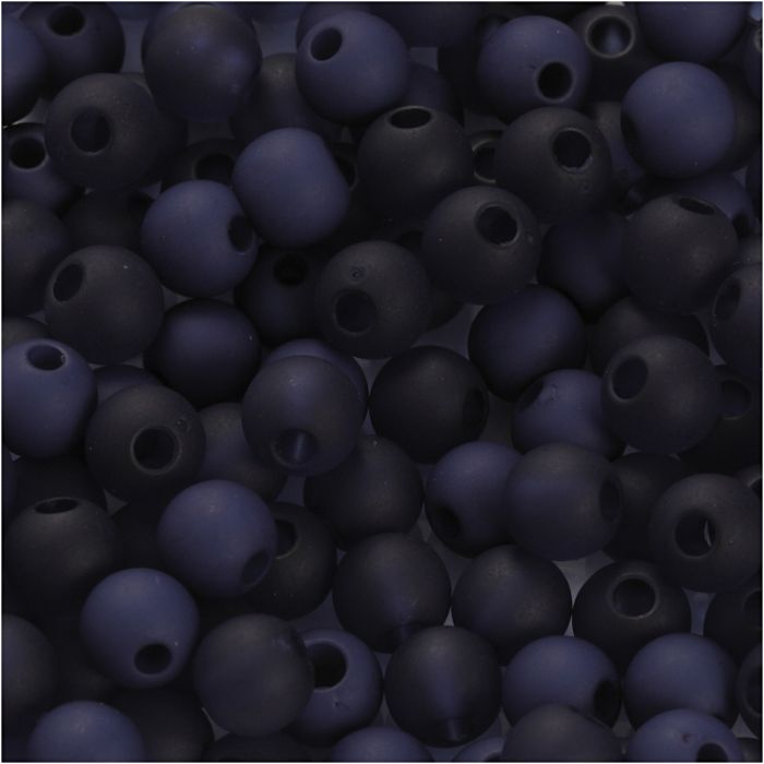 Plastic Beads, dia. 6 mm, hole size 2 mm, ca. 150 pc, blue, 40 g/ 1 pack