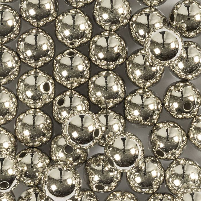Wax Beads, dia. 8 mm, hole size 1 mm, silver, 50 pc/ 1 pack