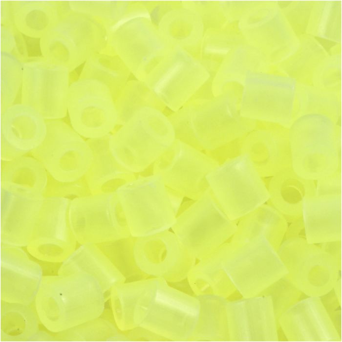 Fuse Beads, size 5x5 mm, hole size 2,5 mm, medium, neon yellow (32223), 1100 pc/ 1 pack
