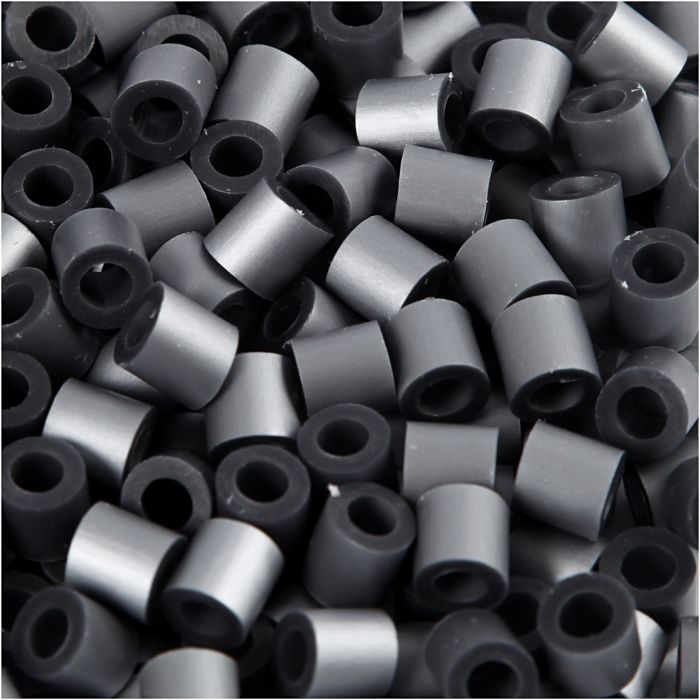 Fuse Beads, size 5x5 mm, hole size 2,5 mm, medium, silver (32262), 1100 pc/ 1 pack