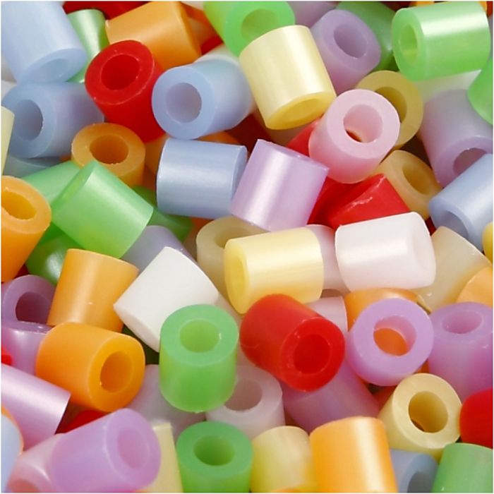 Fuse Beads, size 5x5 mm, hole size 2,5 mm, medium, assorted colours, 30000 pc/ 1 pack
