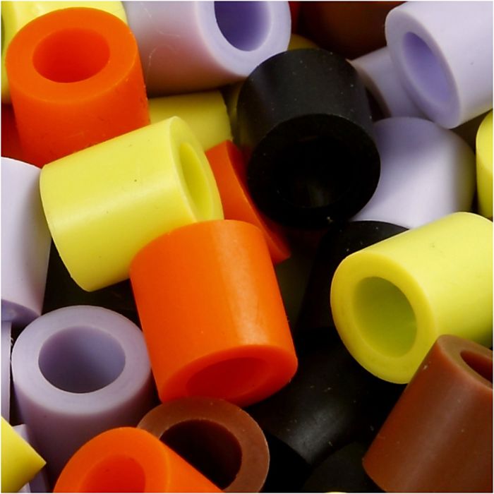 Fuse Beads, size 10x10 mm, hole size 5,5 mm, JUMBO, autumn mix, 2450 asstd./ 1 bucket