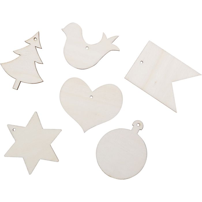 Wooden figures for decoration, size 6x6 cm, 24 pc/ 1 pack