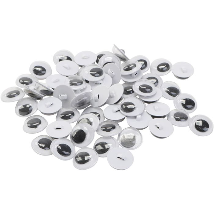 Googly Eyes, sew-on, size 10 mm, 50 pair, 100 pc/ 1 bag