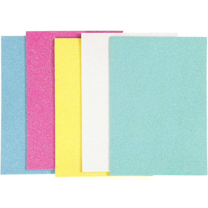 Foam Sheets, A5, sheet 148x210 mm, thickness 2 mm, pastel colours, 5 sheet/ 1 pack