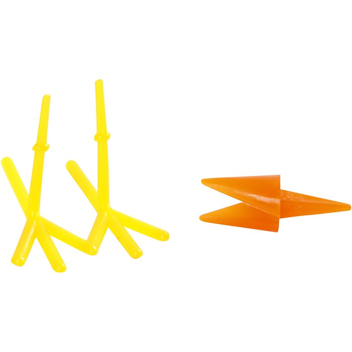 Chicken Beaks and Feet, H: 28 mm, L: 30+37 mm, orange, yellow, 8 set/ 1 pack