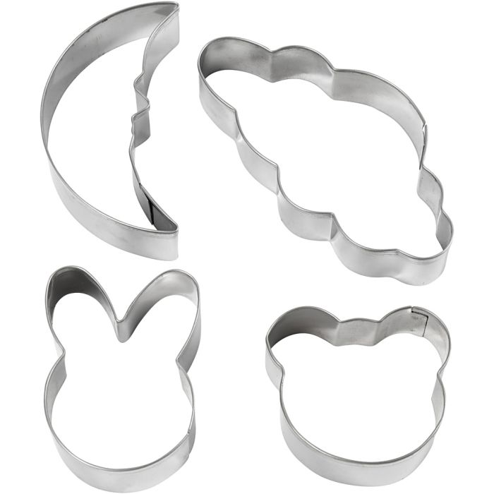 Cookie Cutters, cloud, hare, bear, moon, H: 10 cm, 4 pc/ 1 pack