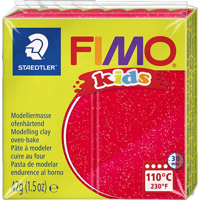 FIMO® Kids Clay, glitter, red, 42 g/ 1 pack