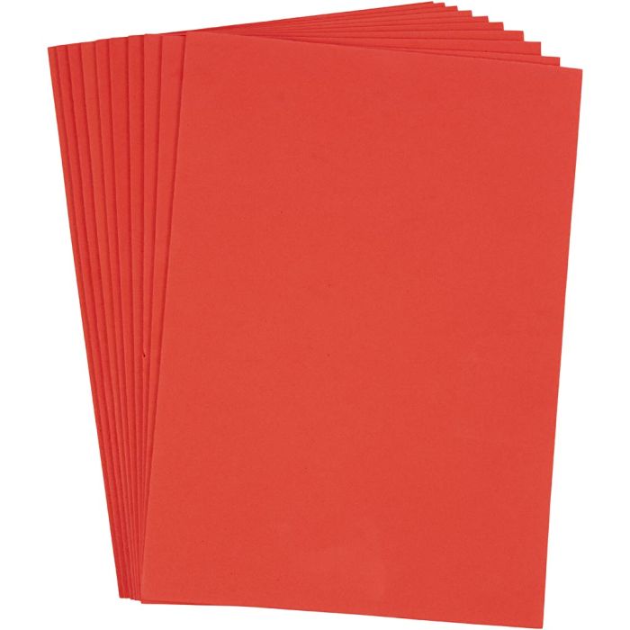Foam Sheets, A4, sheet 210x297 mm, thickness 2 mm, red, 10 sheet/ 1 pack