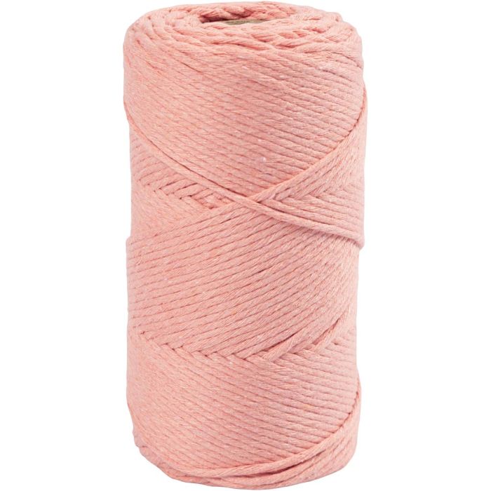 Macramé Cord, L: 198 m, dia. 2 mm, rose, 330 g/ 1 roll