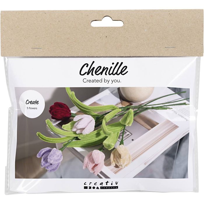 Mini Craft Kit Pipe Cleaner Flowers, Tulips, assorted colours, 1 pack