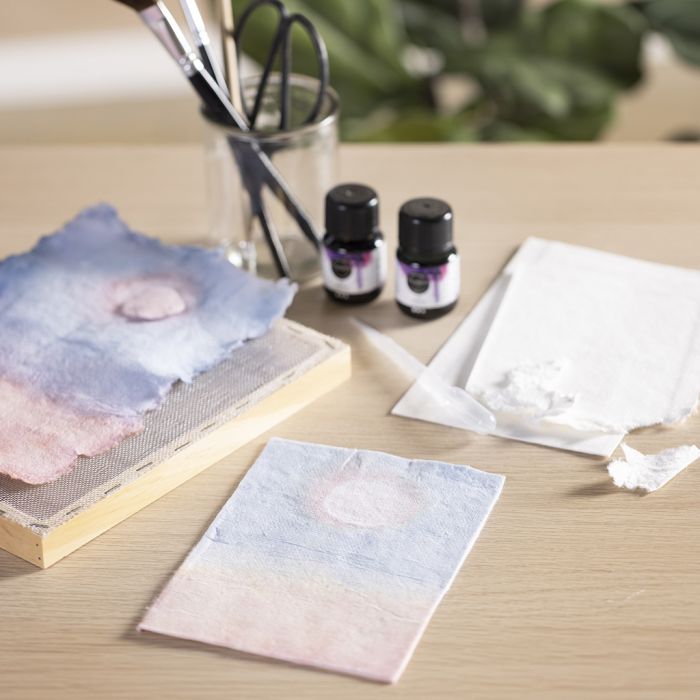 A picture from handmade paper colour-graded with art aqua liquid watercolour
