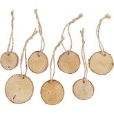 Wooden disc with hole for cord, Dia. 35-45 mm, thickness 7 mm, 7 pc/ 1 pack