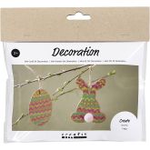 Mini Craft Kit Decoration, Egg and Rabbit, brown, green, pink, yellow, 1 pack