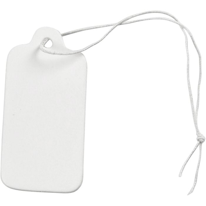 Gift Tags, size 15x30 mm, white, 100 pc/ 1 pack