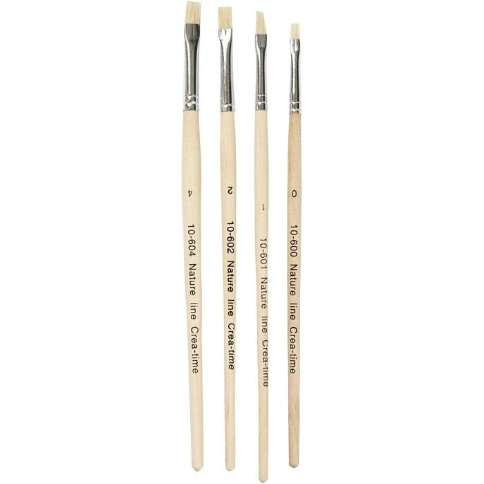 Nature Line Brushes, 00+1+2+4, L: 18,5-19 cm, W: 5-7 mm, flat, 4pc/ 1 pack