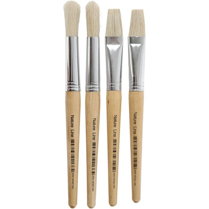 Kids Paint Brushes, no. 15, L: 18,5+19,5 cm, W: 11+17 mm, flat,round, 4 pc/ 1 pack
