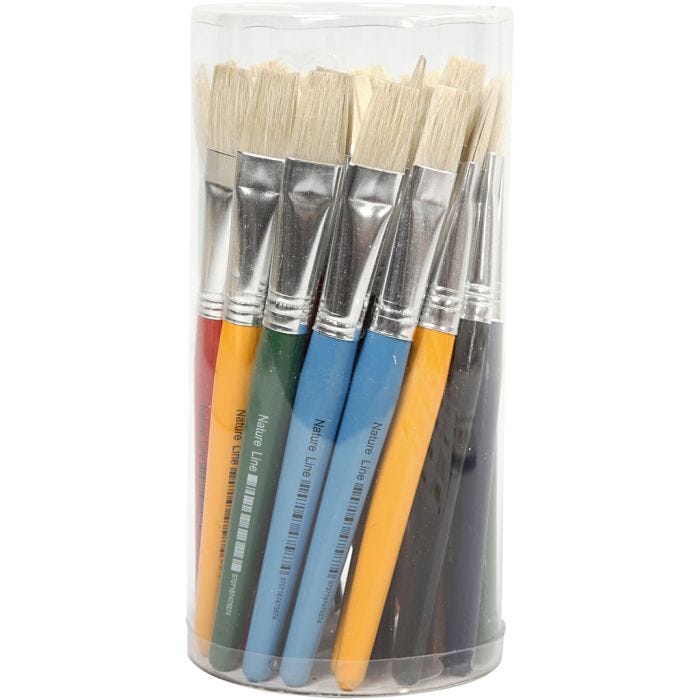 Kids Paint Brushes, L: 19 cm, W: 15 mm, flat, 30 pc/ 1 pack
