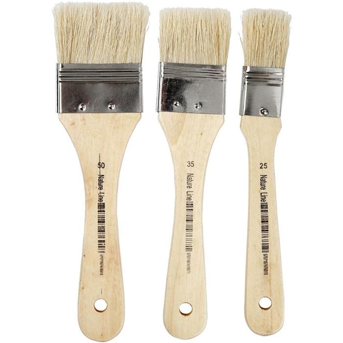 Varnish Brushes, L: 19 cm, W: 25-50 mm, flat, 3pc/ 1 pack