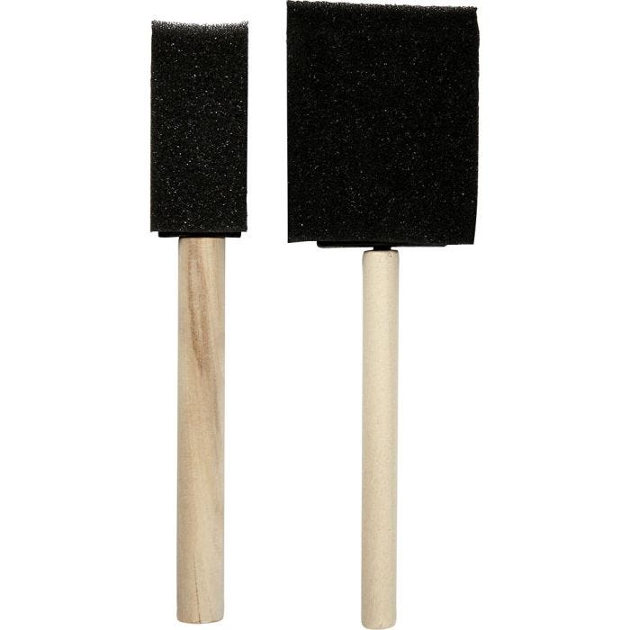 Foam Brushes, L: 15,5-16 cm, W: 25+50 mm, 2 pc/ 1 pack