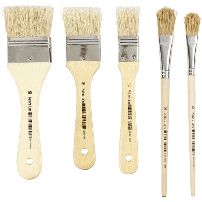 Varnish Brushes, 10+16+25+35+50, L: 18,5-21,5 cm, W: 13-50 mm, flat, 10pc/ 1 pack