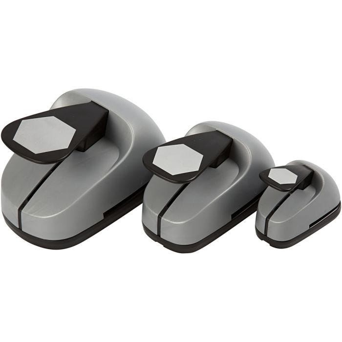 Craft Punch Set, hexagon, size 25+49+75 mm, 3 pc/ 1 pack