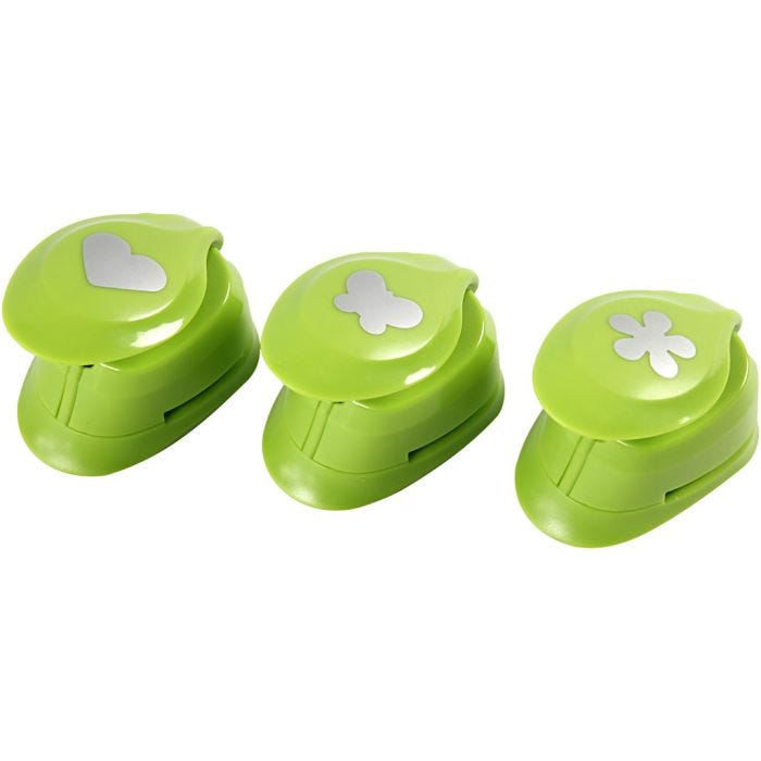 Paper Punches, flower, butterfly, heart, size 25 mm, 3 pc/ 1 pack