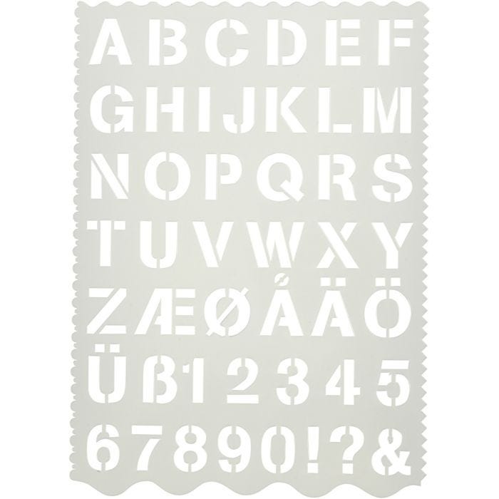 Shape Template, letters and numbers, H: 25 mm, sheet 21x29 cm, 1 pc