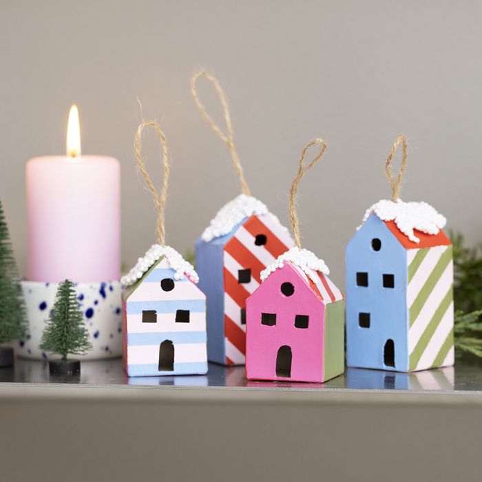 Houses painted with graphic patterns