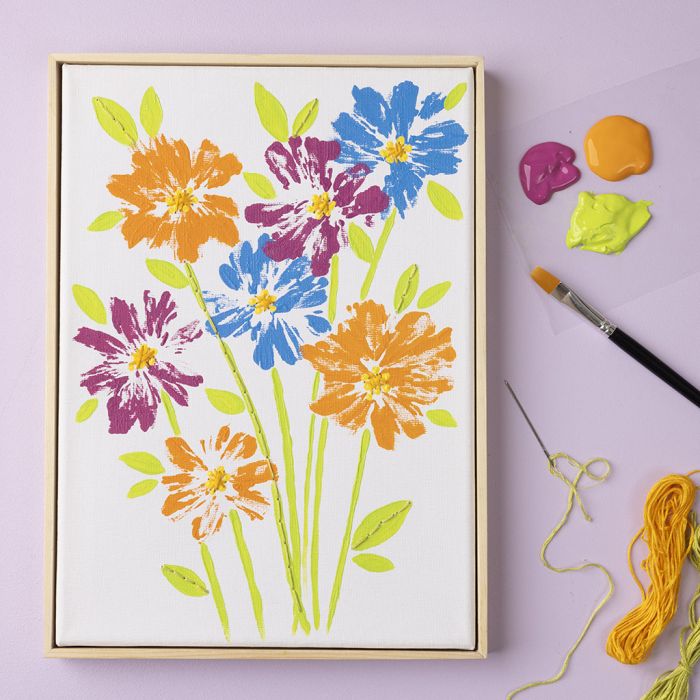 Flowers on stretched canvas