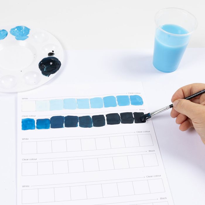 How to use black and white to change the shade of gouache colours