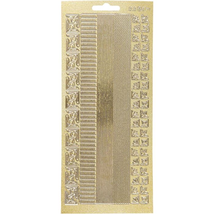 Stickers, borders, sheet 10x23 cm, gold, 1 sheet