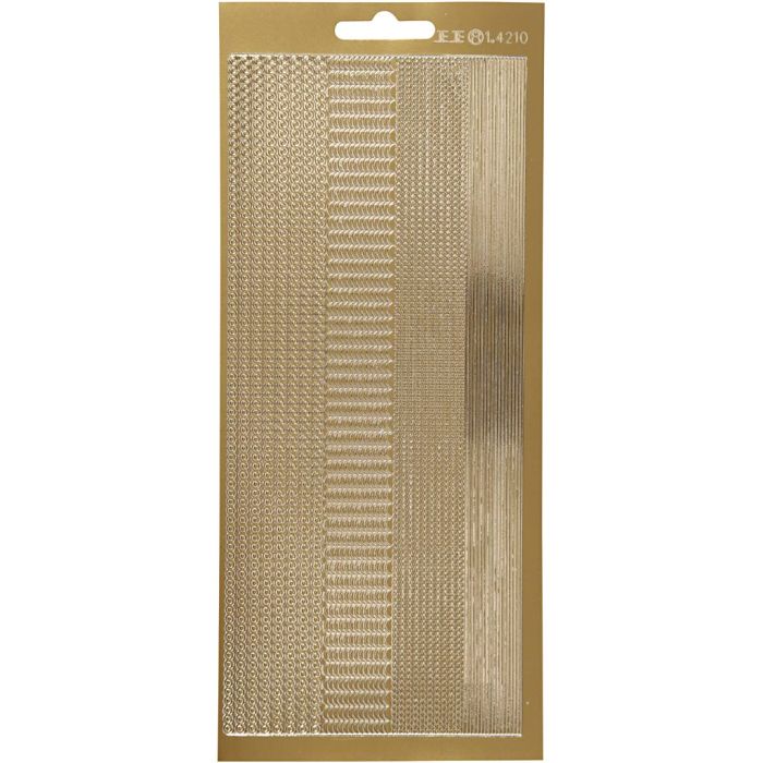 Stickers, borders, sheet 10x23 cm, gold, 1 sheet