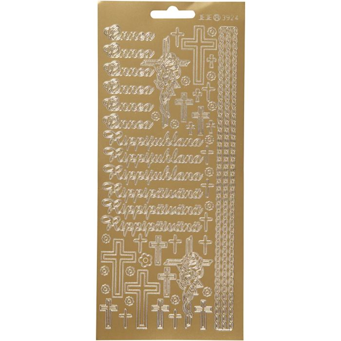 Stickers, Onnea Rippyhlana, sheet 10x23 cm, gold, 1 sheet