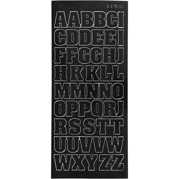 Stickers, big letters, capital, sheet 10x23 cm, black, 1 sheet