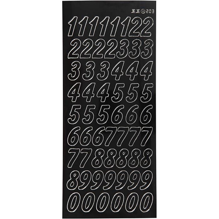 Stickers, big numbers, sheet 10x23 cm, black, 1 sheet